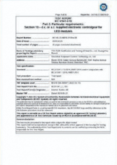 IEC 61347-2-13 测试报告：LED 模块电源