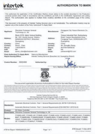 Intertek 授权标志（ETL）